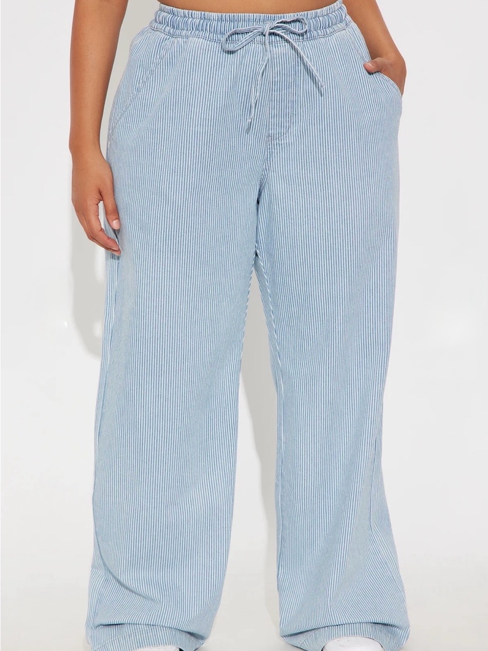 Fashion Nova Seawalk Striped Pull On Wide Leg Jean( Size 1x, Tall)